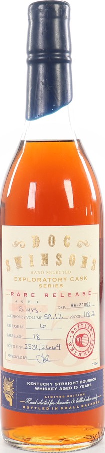 Doc Swinson's 15yo Rare Release Exploratory Cask Series K&L Wine Merchants Exclusive 59.1% 750ml