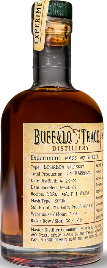 Buffalo Trace 2001 Experimental Collection Rye Bourbon 125 11yo Charred White Oak Barrels 45% 375ml