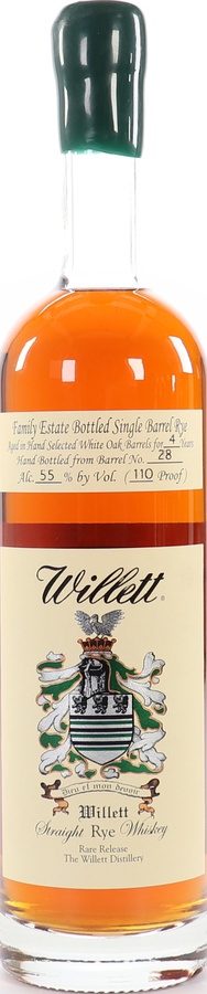 Willett 4yo Family Estate Bottled Single Barrel Rye #22 55% 750ml