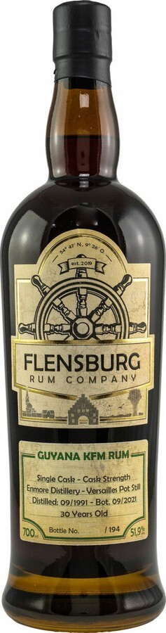Flensburg Rum Company 1991 Guyana KFM Single Cask 30yo 51.9% 700ml