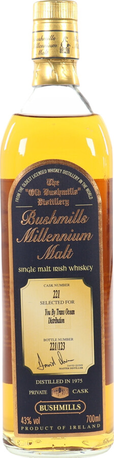 Bushmills 1975 Millennium Malt Cask no.221 Selected for You By Trans Ocean Distribution 43% 700ml
