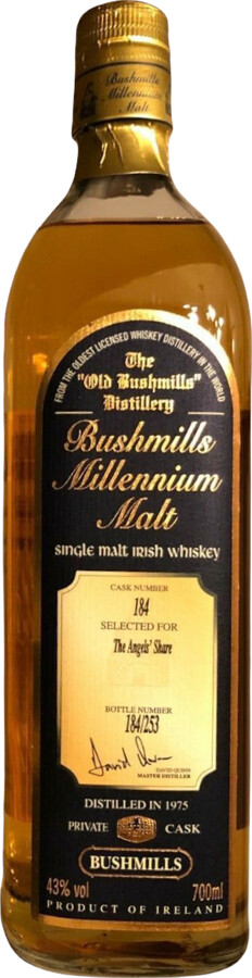 Bushmills 1975 Millennium Malt Cask no.184 Selected for The Angels Share 43% 700ml