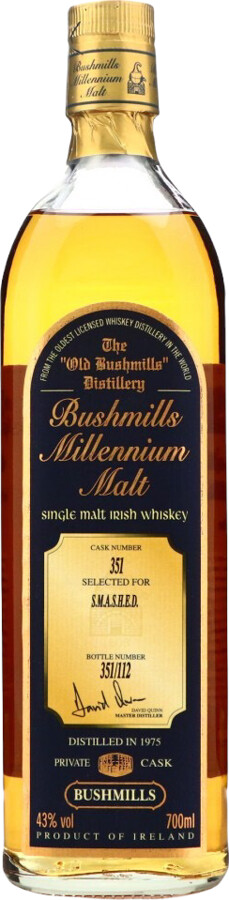 Bushmills 1975 Millennium Malt Cask no.351 Selected for S.M.A.S.H.E.D. 43% 700ml
