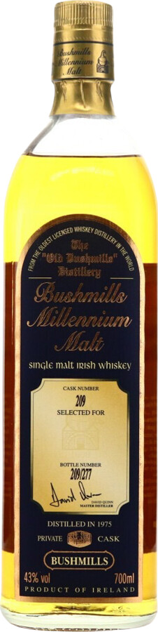 Bushmills 1975 Millennium Malt Cask no.209 Selected for World of Whiskies 43% 700ml