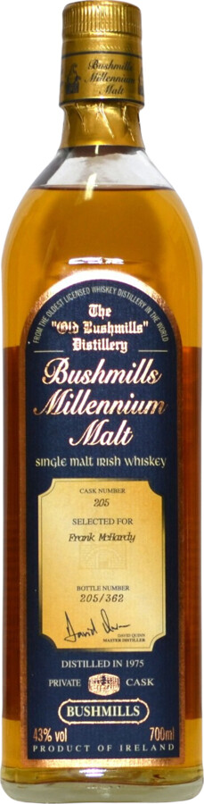Bushmills 1975 Millennium Malt Cask no.205 Selected for Frank McHardy 43% 700ml