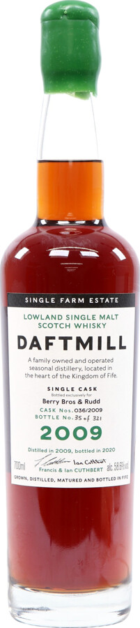 Daftmill 2009 Bottled Exclusively for Berry Bros & Rudd Single Cask 036/2009 58.6% 700ml