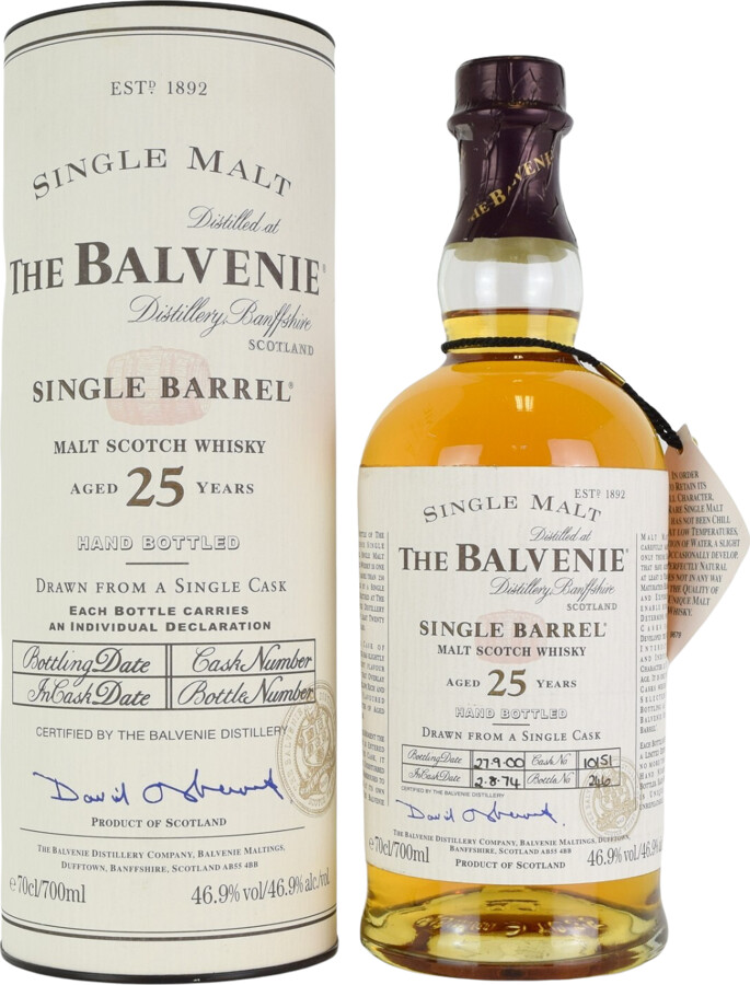 Balvenie 1974 Single Barrel Cask no.10151 25yo 46.9% 700ml