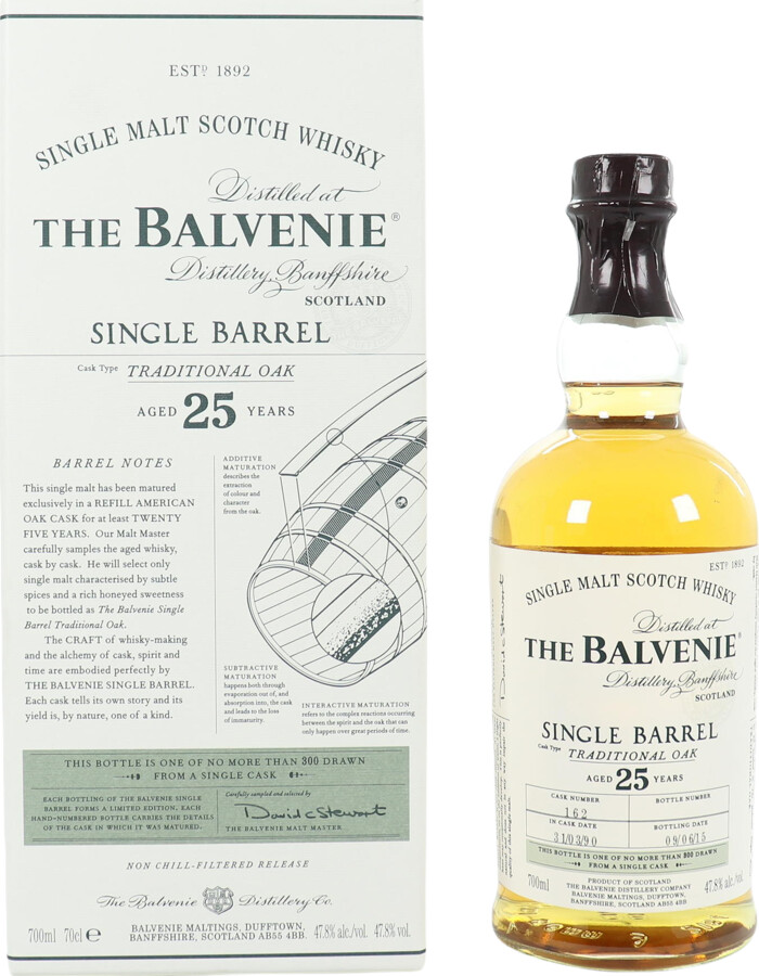 Balvenie 1990 Single Barrel Traditional Oak Casko no.162 25yo 47.8% 700ml