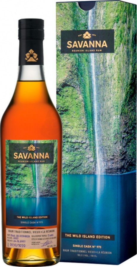 Savanna 2007 The Wild Island Edition Waterfall Traditionnel De Sucrerie Futs ex-Cognac ex-Porto Single Cask No.973 13yo 55.2% 500ml