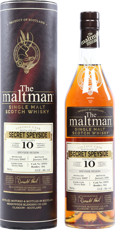 Secret Speyside Distillery 2007 MBl The Maltman 10yo Sherry Butt #10900 55.2% 700ml