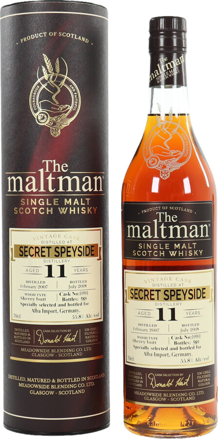 Secret Speyside Distillery 2007 MBl The Maltman 11yo Sherry butt #10901 Alba Import Germany 55.8% 700ml