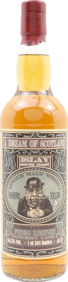Islay South Coast 10yo BW a Dream of Scotland Pedro Ximenez Sherry Cask 54.3% 700ml