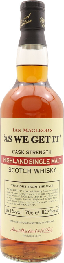 As We Get It NAS IM Highland Single Malt 1st Fill Sherry Casks 66.1% 700ml