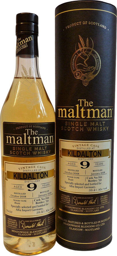 Kildalton 2008 MBl The Maltman 9yo Butt #5066 Alba Import 59.4% 700ml