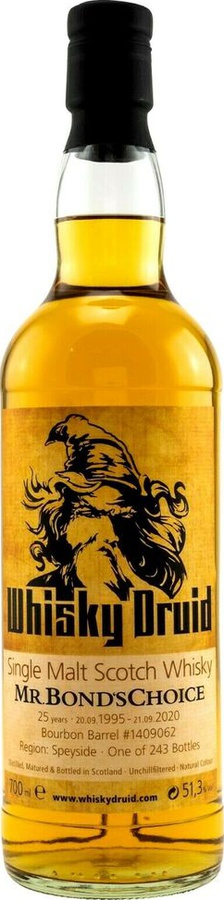 Speyside Single Malt Scotch Whisky 1995 WhDr Mr. Bond's Choice Bourbon Barrel #1409062 51.3% 700ml