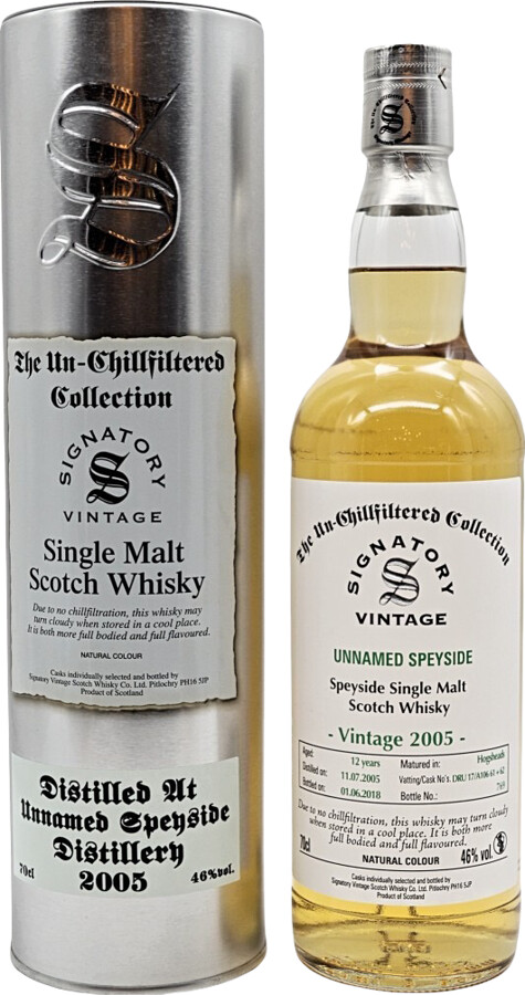 Unnamed Speyside 2005 SV The Un-Chillfiltered Collection 12yo DRU 17/A106 51+52 46% 700ml