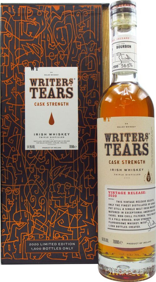 Writer's Tears Cask Strength 2020 Limited Edition Bourbon Barrels 54.5% 700ml