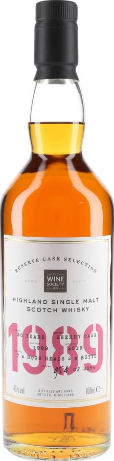 The Society's 1989 TWiS Reserve Cask Selection Sherry 46% 700ml