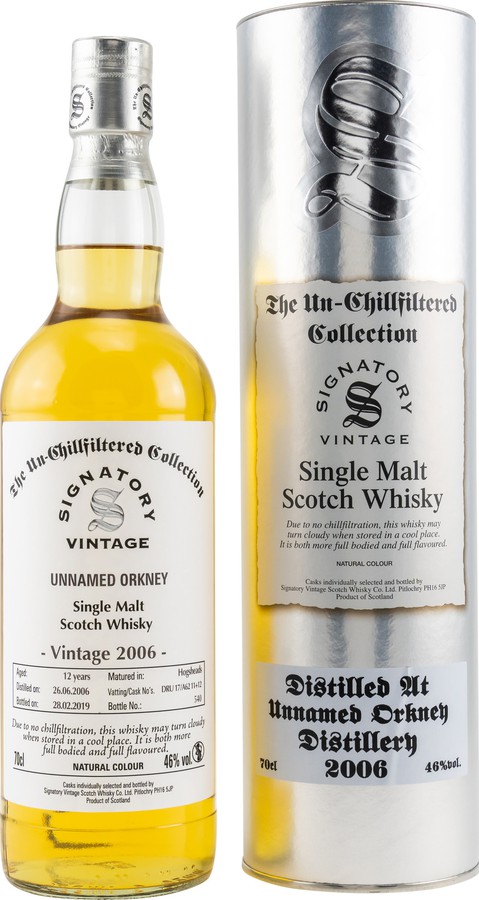 Unnamed Orkney 2006 SV The Un-Chillfiltered Collection 12yo DRU 17/A62 11+12 46% 700ml
