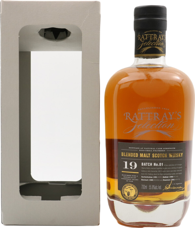 Rattray's Selection 19yo DR Blended Malt Scotch Whisky Sherry Butts Batch 01 55.8% 700ml