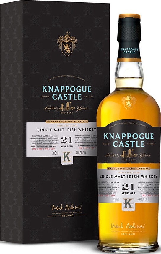 Knappogue Castle 21yo Exclusive Cask Vatting 1st Fill Ex-Bourbon Barrels 46% 700ml