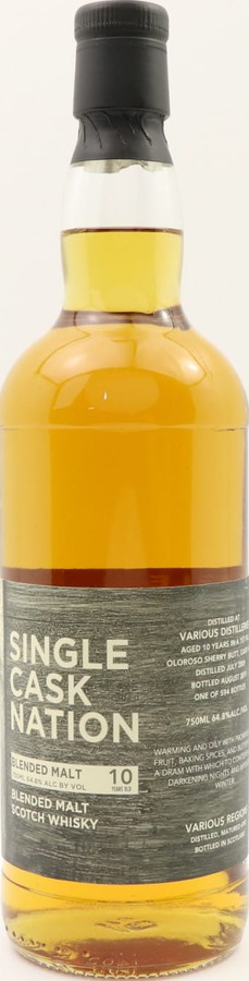 Blended Malt 10yo JWC Single Cask Nation 1st Fill Oloroso Sherry Butt #420 64.8% 750ml