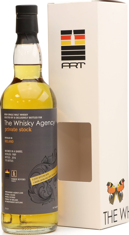 Irish Single Malt Whisky 1989 TWA Private Stock Bourbon Barrel 3Rivers Japan and Aren Trading Taiwan 44.7% 700ml