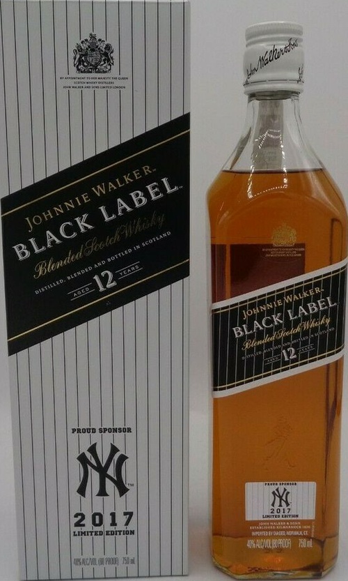 Johnnie Walker Black Label Spirit - New 40% 750ml York Oak Yankees Radar Edition Cask Limited