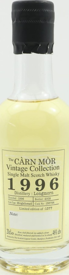 Longmorn 1996 MMcK Carn Mor Vintage Collection #156794 46% 200ml