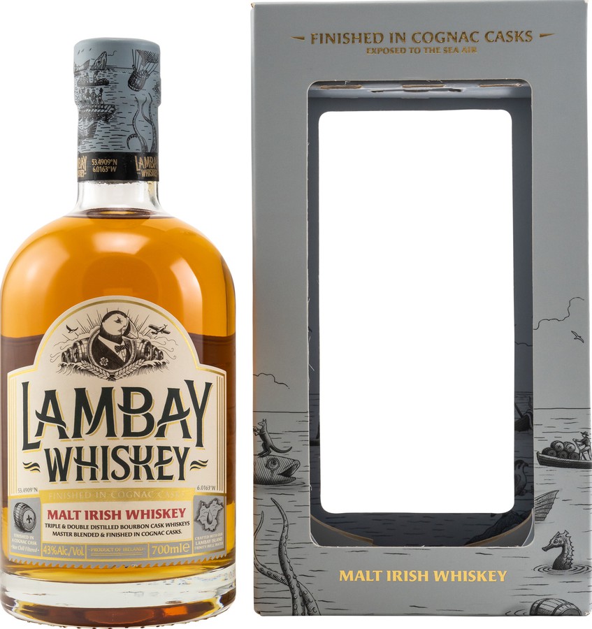 Lambay Whisky Malt Irish Whisky Bourbon + Cognac casks finish 43% 700ml