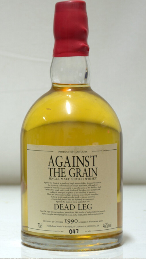 Against the Grain 1990 Od Dead Leg 16yo Refill Sherry Hogshead #24 46% 700ml