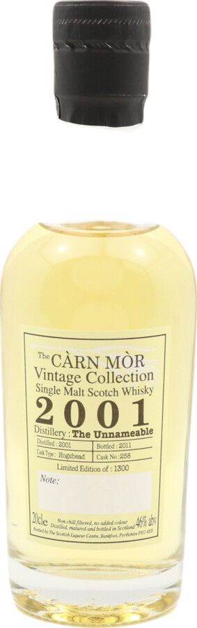 The Unnameable 2001 MMcK Carn Mor Vintage Collection Bourbon Hogshead #258 46% 200ml