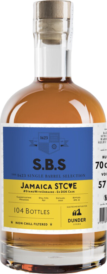 S.B.S 2020 Long Pond Jamaica STCE Ex-DOK Cask Selected and Bottled for Dunder Store #StandWithUkraine 57% 700ml