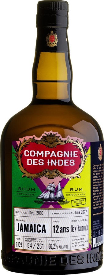 Compagnie des Indes 2009 New Yarmouth Jamaica Bottled for Perola 12yo 60.2% 700ml