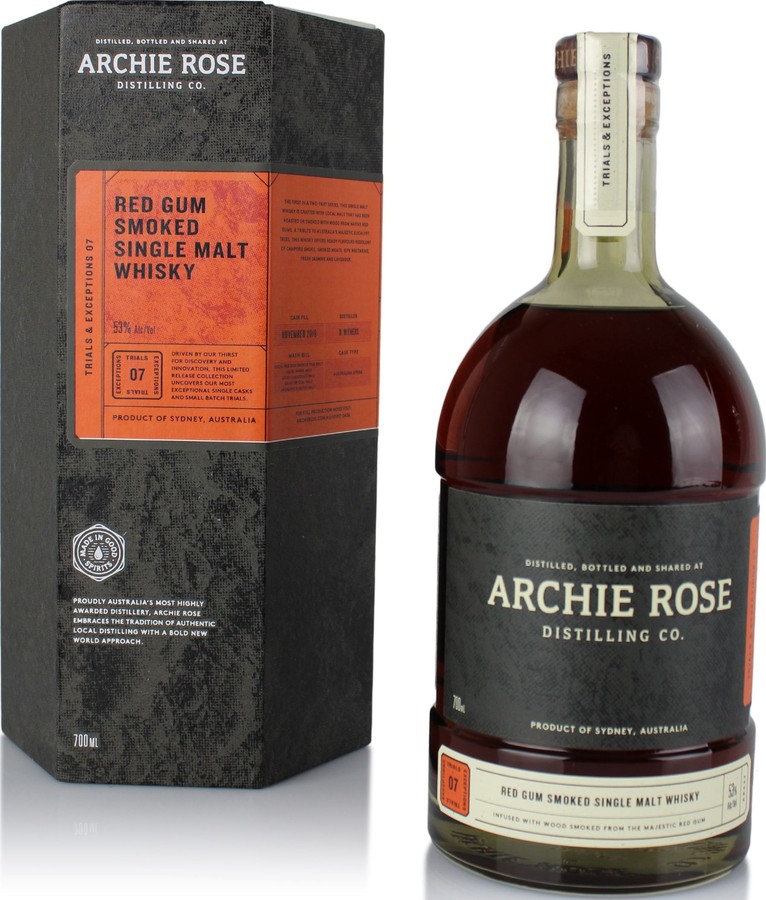 Archie Rose Red Gum Smoked Single Malt Whisky ex-Apera 53% 700ml